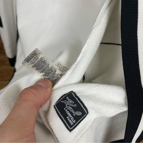 Karl Lagerfeld Black and White Knit Top - Picture 3 of 4